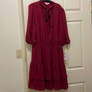 Nanette Lepore burgundy gathered dress (sz 12)